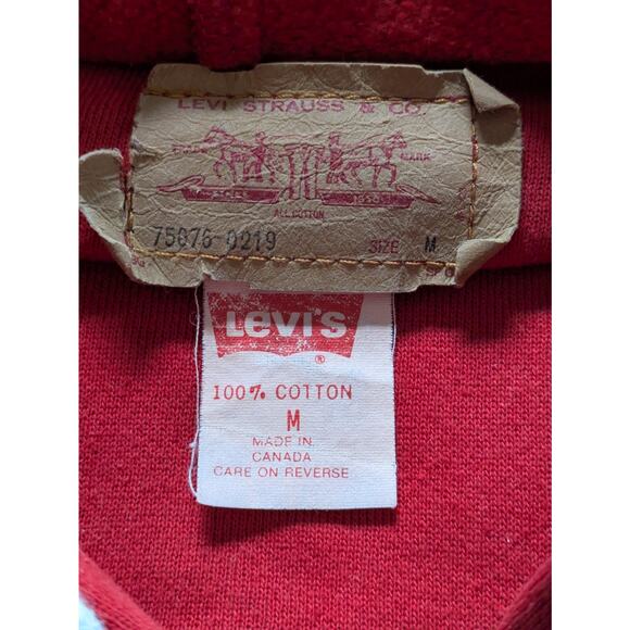 VTG 80s Levis Denim Trucker Jacket Acid Wash Fleece Hood - Medium Made in Canada - Picture 2 of 16